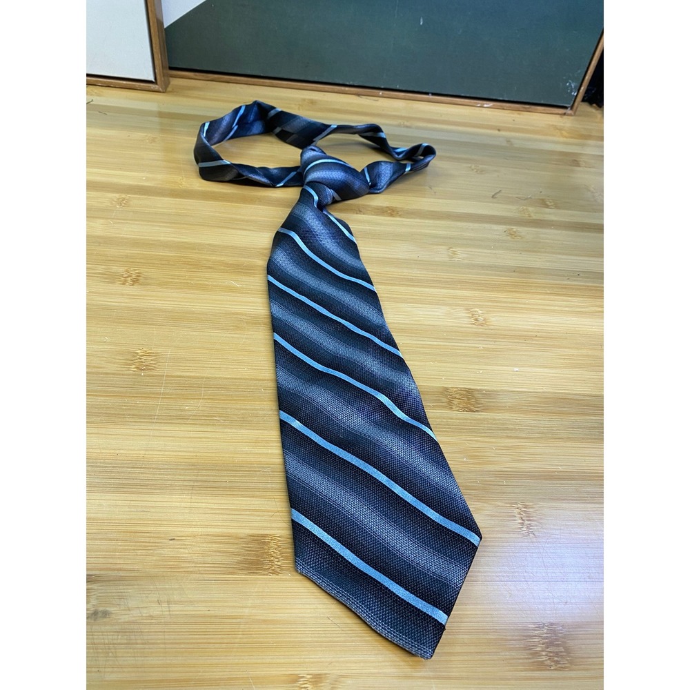 Express Necktie Mens One Size Blue Gray Striped Diagonal Pattern Silk Blend